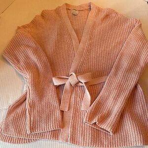 a new day Women's Peach Knit wrap belted sweater Small